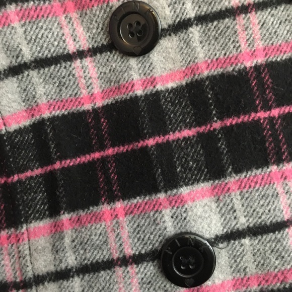 Y2K~PINK Victoria’s Secret Pink Plaid wool coat M - Picture 2 of 9